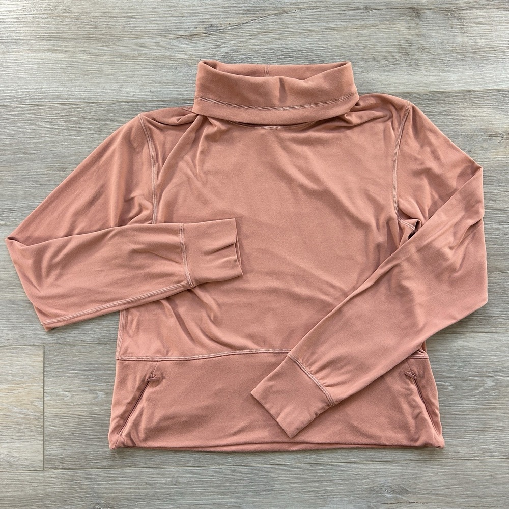 Lululemon Size 4 Coral Ready To Rulu Pullover  With Funnel Neck Thumbhole Pocket